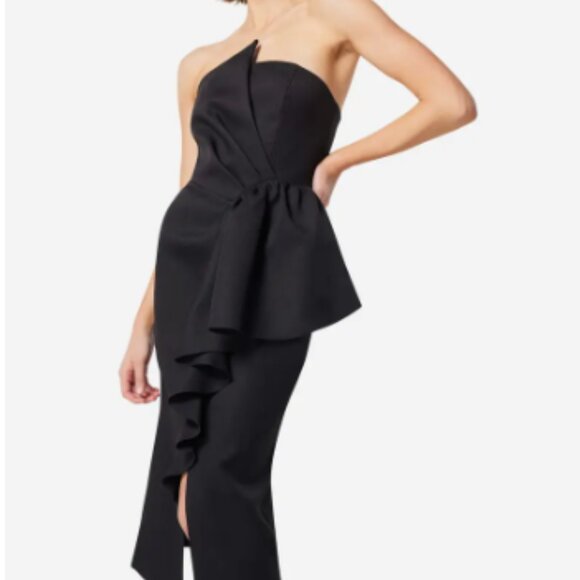 Elliatt Reception Cascade Ruffle Strapless Midi Length Dress | Size XS - Picture 2 of 14